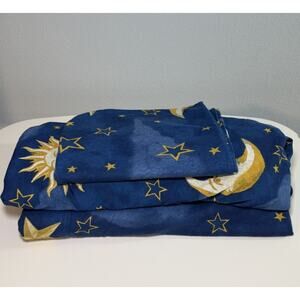 Vtg 90s Celestial Print Stars Suns Moons Fitted Flat Sheet 1 Pillowcase TWIN Y2k